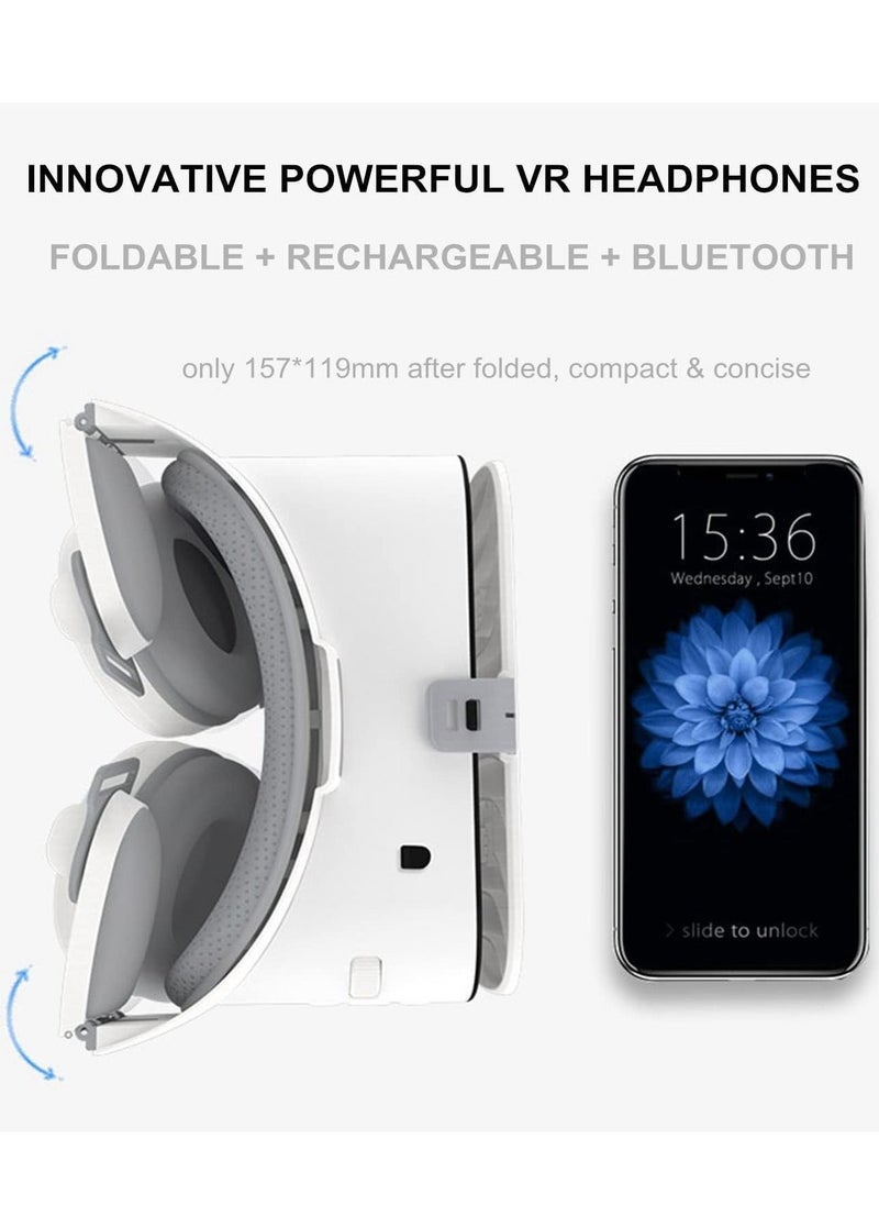 Generic - VR Headset for iPhone Apple Android PC Phone, 3D Virtual Reality Headset VR Set Game System VR Goggles Glasses W/Remote for Kids & Adult Play Game Watch 3D IMAX Movie, White - Image 1