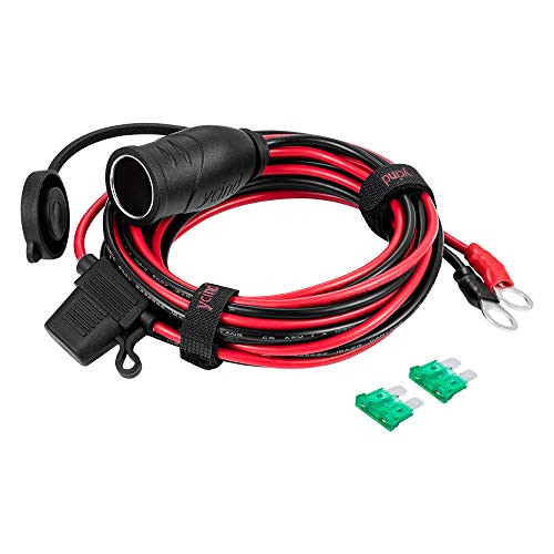YCIND 38 Ring Eyelet Terminal to Female Cigarette Lighter Socket Battery Boost Cable Heavy Duty 30A Fuse 12V24V 12AWG Cord 6Ft - Image 1
