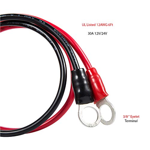 YCIND 38 Ring Eyelet Terminal to Female Cigarette Lighter Socket Battery Boost Cable Heavy Duty 30A Fuse 12V24V 12AWG Cord 6Ft - Image 3
