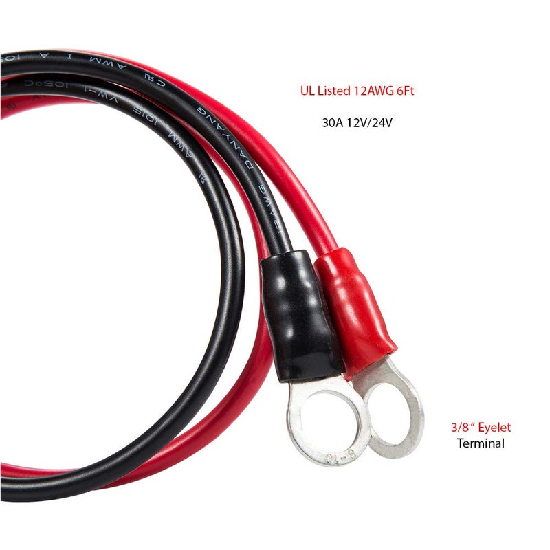 YCIND 38 Ring Eyelet Terminal to Female Cigarette Lighter Socket Battery Boost Cable Heavy Duty 30A Fuse 12V24V 12AWG Cord 6Ft - Image 4