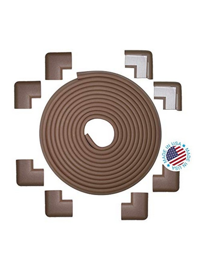 Kidkusion Table Cushion | Made in USA | 20 Foot Edge + 8 Corners | Brown | Baby Proof Furniture Edge and Corner Guards - Image 1