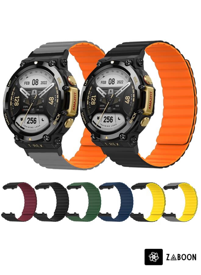 Zaboon سوار ساعة أمازفيت تي-ريكس 2 السيليكوني المغناطيسي ثنائي اللون - Image 4