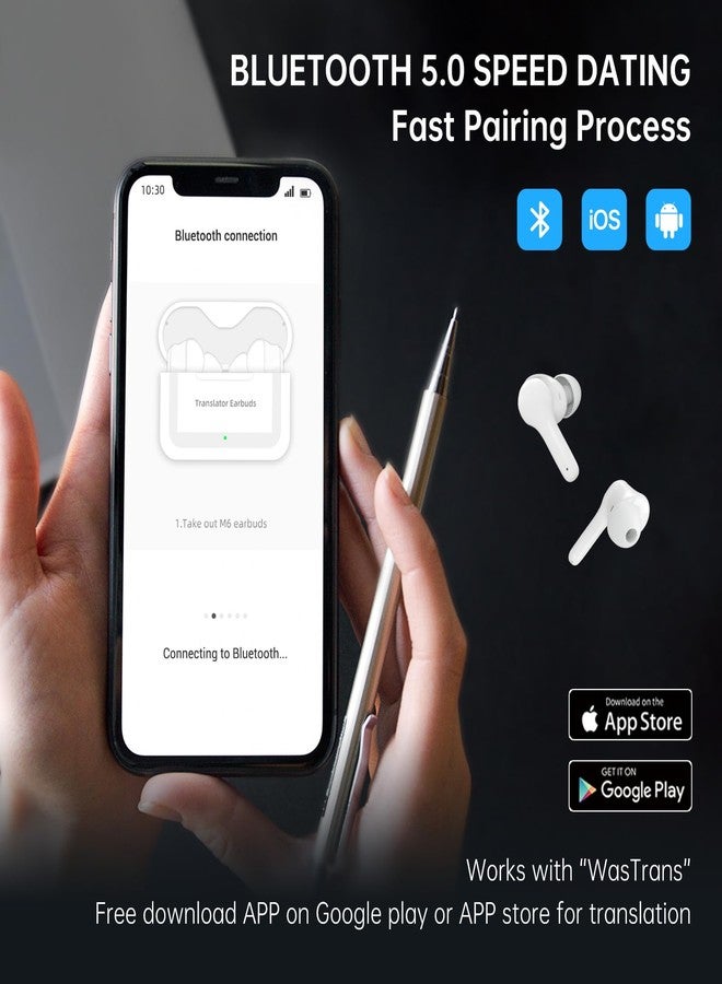 Wooask M6 Language Translator Earbuds 74 Languages & 70 Accents Online and Offline 97% High Accuracy Works with iOS & Android Devices(Online) - Image 5