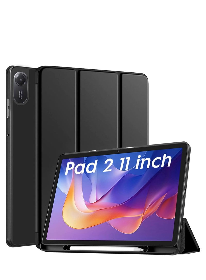 Cover for Redmi Pad 2 11 inch Cover Case with Pencil Holder  Trifold Flip Stand Cover Case for Redmi Pad 2 Cover 11 inch Tablet Auto Sleep/Wake Support  Black - Image 1