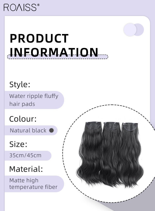 roaiss 3Pcs Clip in Hair Extensions, Invisible Adjustable Long Wavy Synthetic Heat Resistant Hairpieces for Women Girls, Natural Black, 35cm/45cm - Image 3