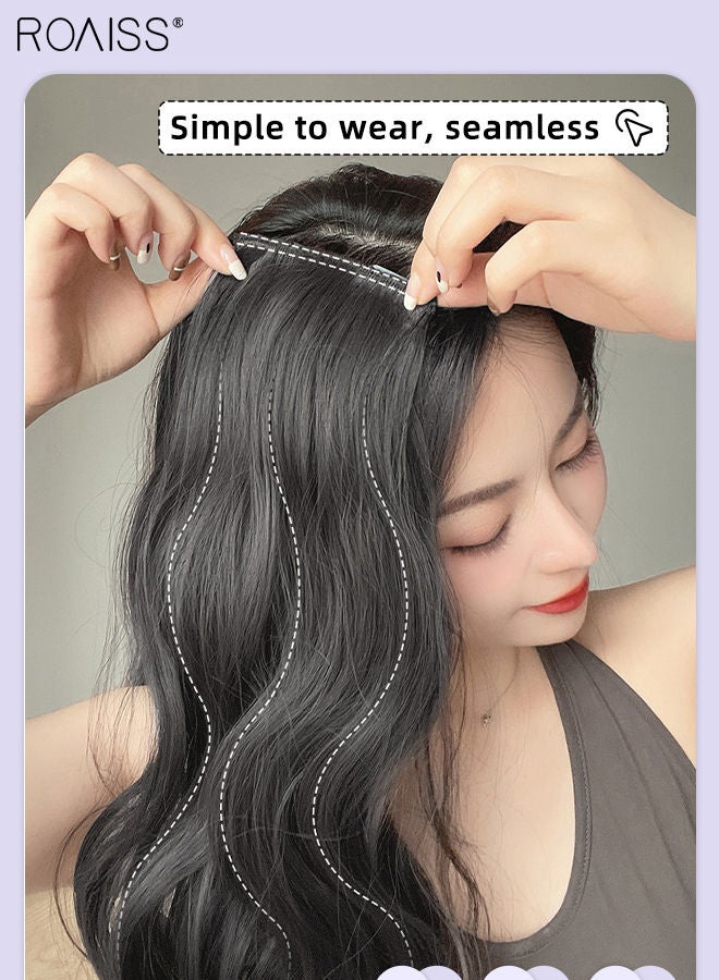 roaiss 3Pcs Clip in Hair Extensions, Invisible Adjustable Long Wavy Synthetic Heat Resistant Hairpieces for Women Girls, Natural Black, 35cm/45cm - Image 5