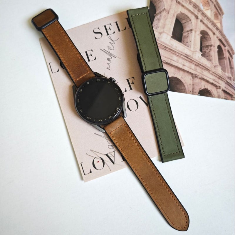 Crazy Horse Textured Magnetic Silicone Leather Watch Strap 18/20/22mm Compatible with Huawei Watch 5, Samsung Watch 6, Xiaomi Band 9 Pro/8 Pro and Redmi Watch 5/4 - Image 2