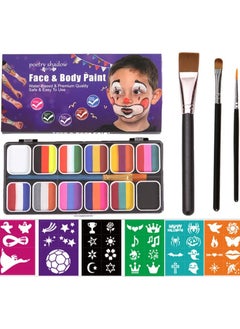DMG TECH DMG Face Body Paint Kits, 30 Color Face Paint Kit, Professional Quality Palette Body Face Paint Supplies with 3 Brushes and 6 Sheet Face Paint Stencil  - Image 1
