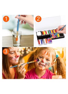 DMG TECH DMG Face Body Paint Kits, 30 Color Face Paint Kit, Professional Quality Palette Body Face Paint Supplies with 3 Brushes and 6 Sheet Face Paint Stencil  - Image 4