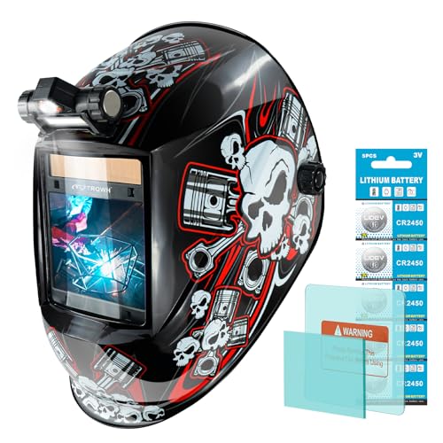 TRQWH Large View 3.94" x 3.15" Welding Helmet Auto Darkening Welding Hood with LED Light Solar Powered True Color 4 Arc Sensor Welding Mask Wide Shade 4/5-9/9-13 Weld Helmet with Grinding (KTS-QLS03) - Image 1