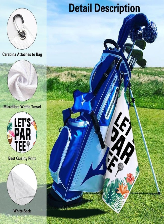 Msticey Let‘s Par Tee Funny Printed Microfiber Golf Towel with Clip,Tropical Golf Gifts for Golf Fan Dad Mom Grandpa, Birthday Father's Day, Golf Accessories for Men Women - Image 3