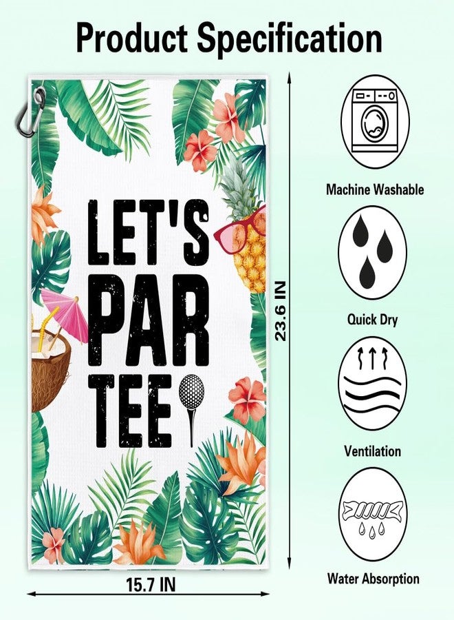 Msticey Let‘s Par Tee Funny Printed Microfiber Golf Towel with Clip,Tropical Golf Gifts for Golf Fan Dad Mom Grandpa, Birthday Father's Day, Golf Accessories for Men Women - Image 2