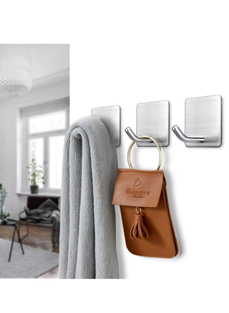 Excefore Heavy Duty Adhesive Hooks Towel Hook Stick on Hooks Wall Hangers Waterproof Stainless Steel Sticky Hooks for Hanging Bathroom Kitchen Home 4 Packs  - Image 3