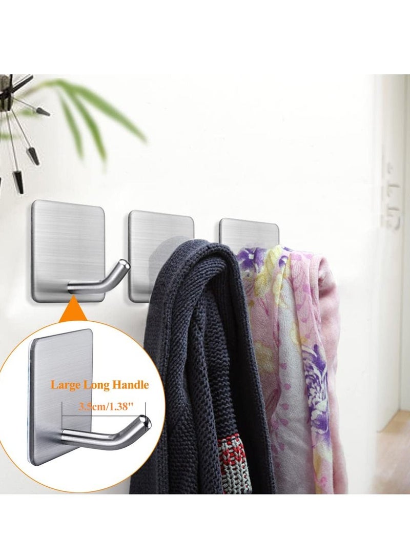 Excefore Heavy Duty Adhesive Hooks Towel Hook Stick on Hooks Wall Hangers Waterproof Stainless Steel Sticky Hooks for Hanging Bathroom Kitchen Home 4 Packs  - Image 2