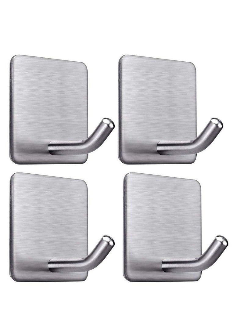 Excefore Heavy Duty Adhesive Hooks Towel Hook Stick on Hooks Wall Hangers Waterproof Stainless Steel Sticky Hooks for Hanging Bathroom Kitchen Home 4 Packs  - Image 1