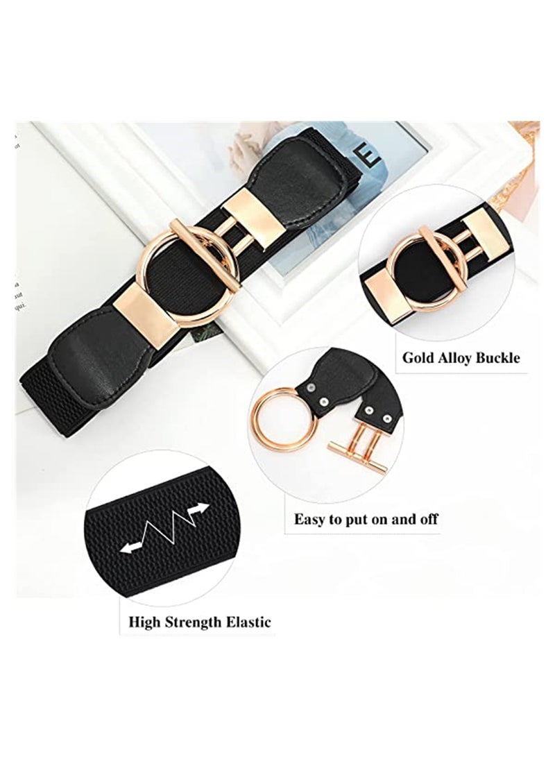 KASTWAVE 2 Pack Elastic Waist Belt for Women Vintage Stretchy Dress Belt Skinny Fashion Elastic Waistband - Image 4