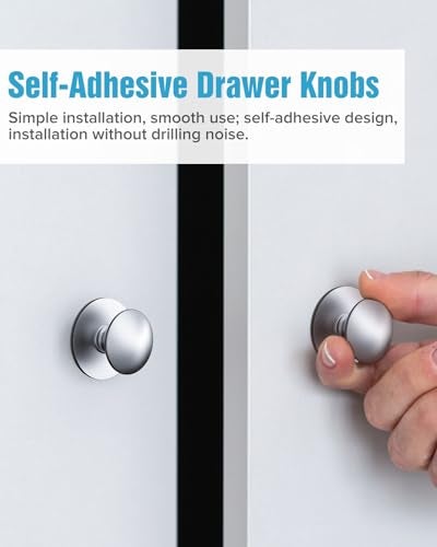 MeBantoo 40 Pack Silver SelfAdhesive Cabinet Knobs SelfStick Hardware Kitchen Cabinet Handles NoPunch Peel and Stick Drawer Knobs for Refrigerators Dressers Windows Closets - Image 3
