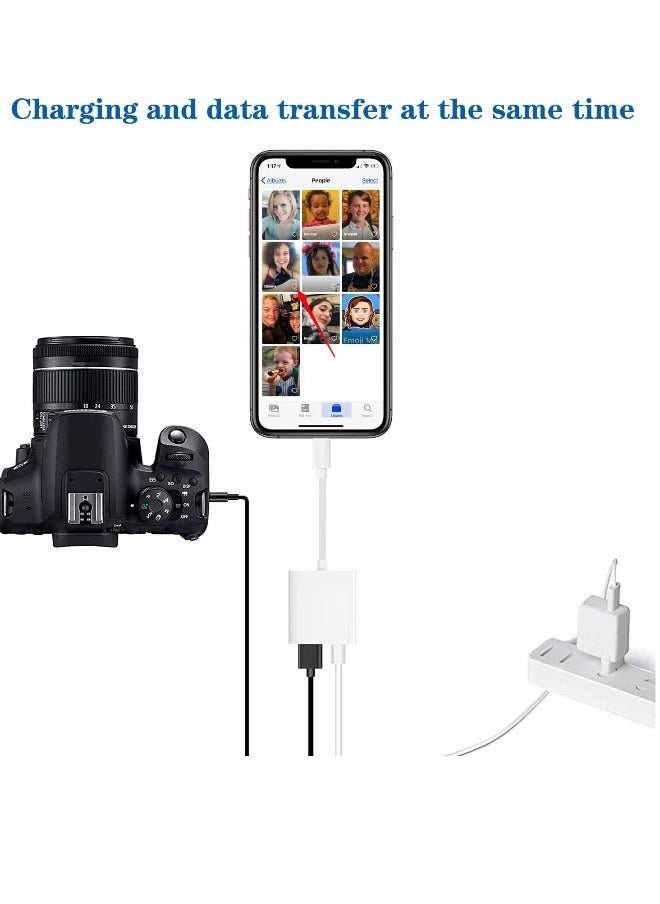 Apple Lightning to USB Camera Adapter with Charging Port, USB 3.0 OTG Cable for iPhone/iPad to Connect Card Reader, USB Flash Drive, U Disk, Keyboard, Mouse, Hubs, MIDI