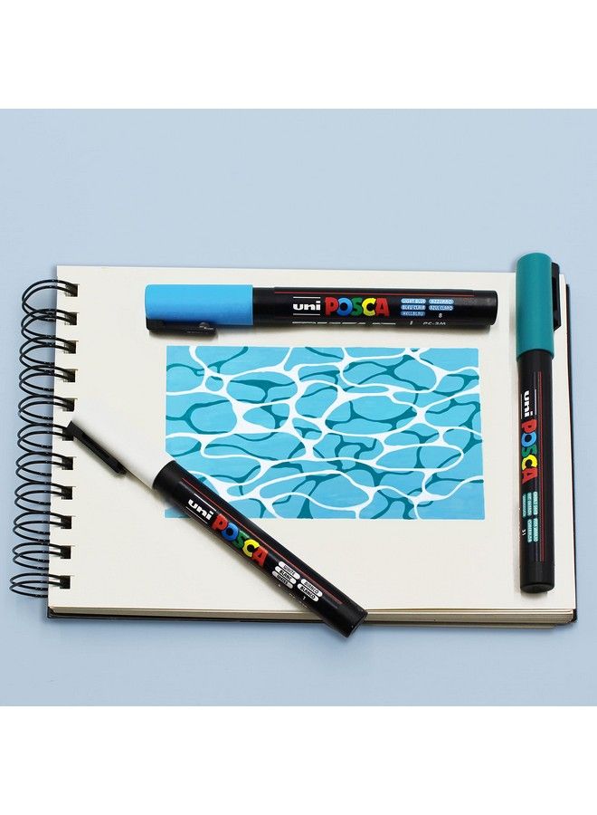 POSCA مجموعة ألوان Pc3M Cool Tones مكونة من 8 قطع في صندوق هدايا - Image 4