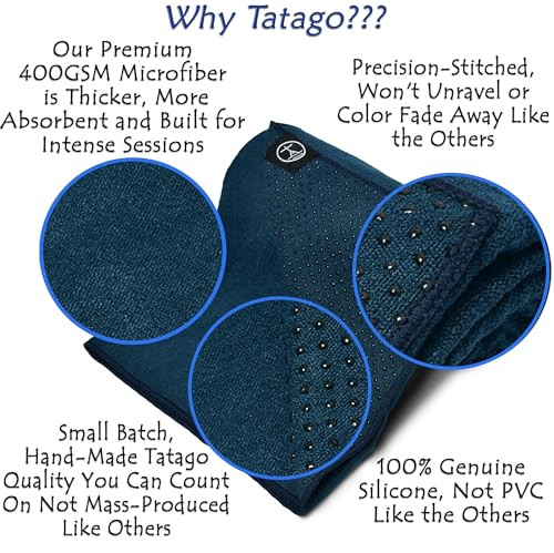 Tatago Hot Yoga Towel Non Slip Grip in 2 Sizes. Premium Yoga Towels for Hot Yoga Non Slip, Hot Pilates Mat Towel or Yoga Mat Towel Thicker, Softer, More Absorbant & Durable! - Image 2