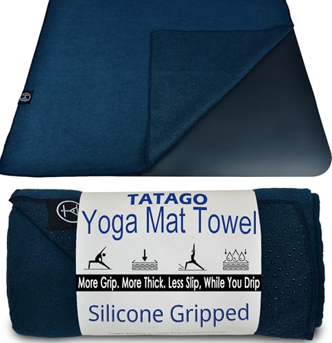 Tatago Hot Yoga Towel Non Slip Grip in 2 Sizes. Premium Yoga Towels for Hot Yoga Non Slip, Hot Pilates Mat Towel or Yoga Mat Towel Thicker, Softer, More Absorbant & Durable! - Image 1