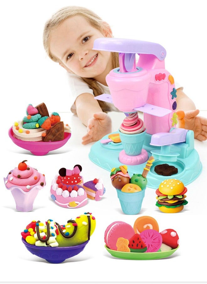 Occuwzz - 12 Pieces Colored Clay Set - Kids Kitchen Clay Toys DIY Pretend Picnic Cooking Toy, Ice Cream Maker | for Kids 3 and Up - Image 1