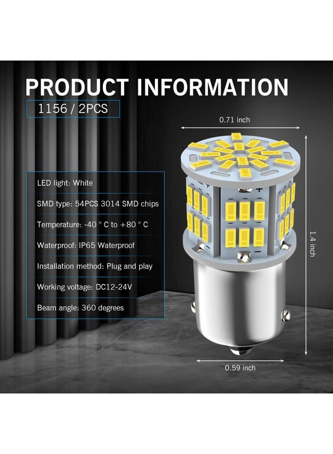waswale 2 PCS 1156 LED Bulb Reversing Light, Single Contact 6800K Super Bright Turn Signal Bulb, 1141 1003 7506 BA15S Bulb, Universal for Most Cars (White) - Image 2