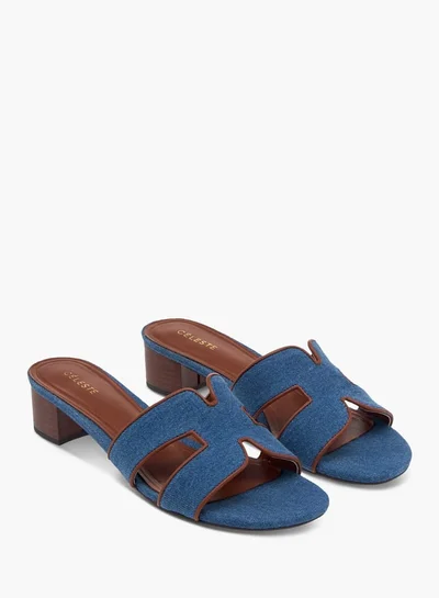 سيليست Women's Cutout Detail Slip-On Sandals with Block Heels