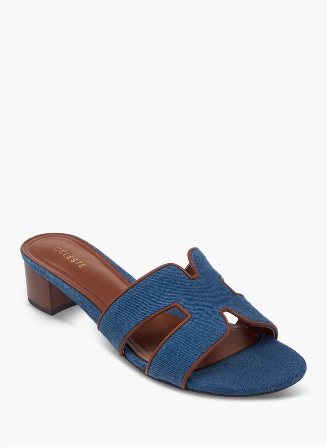 سيليست Women's Cutout Detail Slip-On Sandals with Block Heels