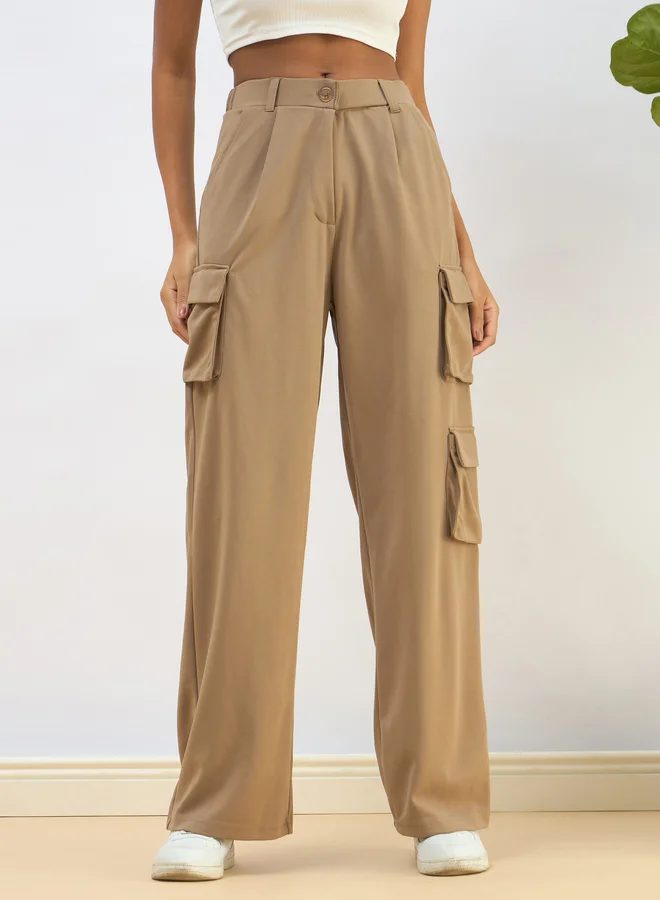 SASSAFRAS Sassafras Women Beige Comfort Fit Cargo Pants