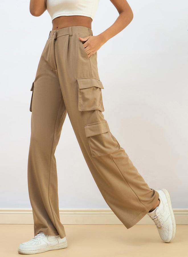 ساسافراس بنطلون كارجو نسائي مريح بيج من ساسافراس - Image 1