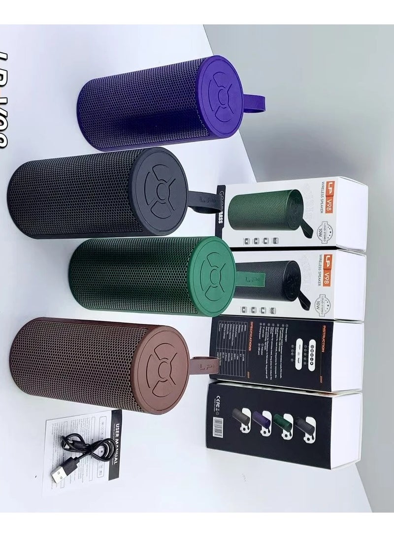 سبيكر بلوتوث محمول LP-V98 بقدرة 10 واط – مكبر صوت لاسلكي بصوت قوي، يدعم بلوتوث 5.3 وTF وUSB وFM، مزود ببطارية قابلة للشحن للاستخدام في الحفلات والرحلات الخارجية - Image 3
