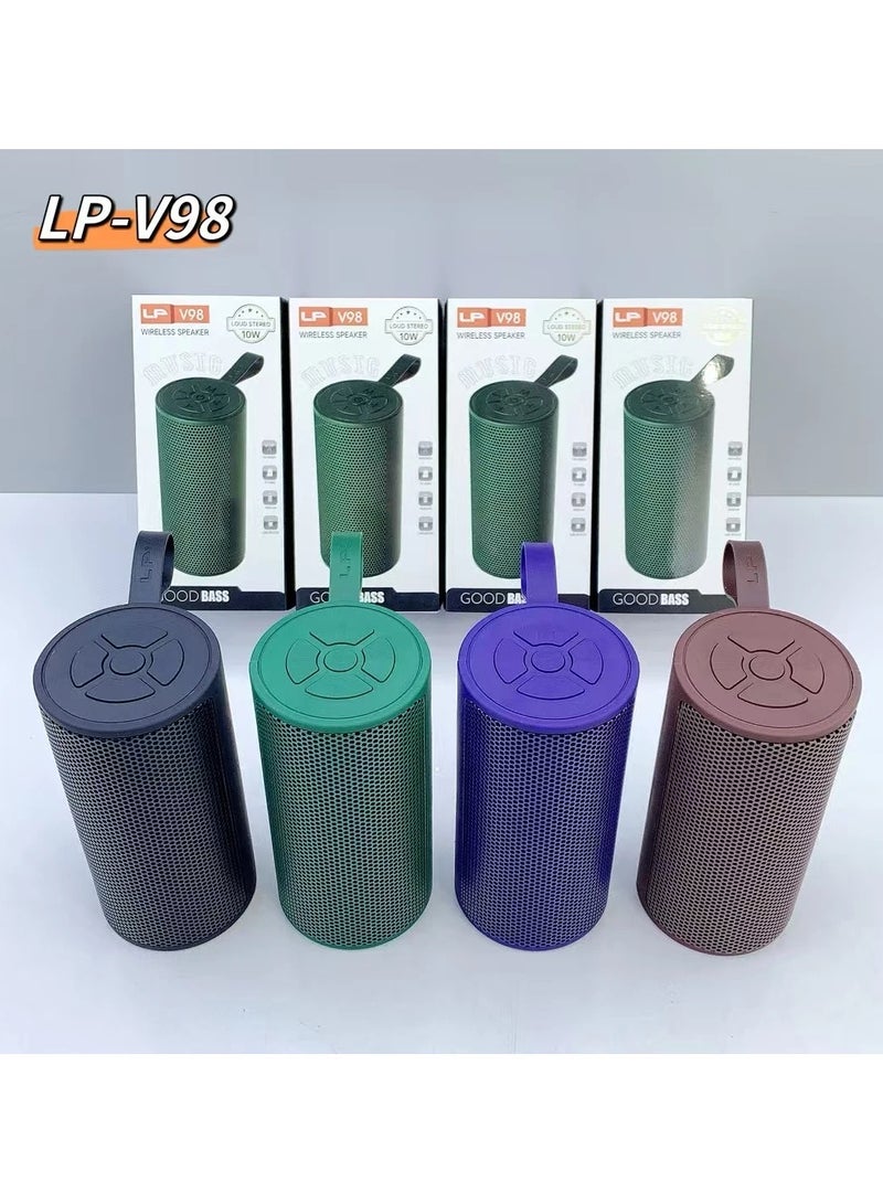 سبيكر بلوتوث محمول LP-V98 بقدرة 10 واط – مكبر صوت لاسلكي بصوت قوي، يدعم بلوتوث 5.3 وTF وUSB وFM، مزود ببطارية قابلة للشحن للاستخدام في الحفلات والرحلات الخارجية - Image 5