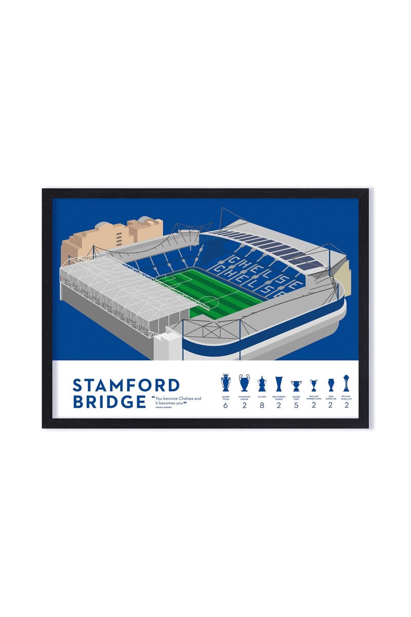 QUOTE - UNQUOTE ART Stamford Bridge - Chelsea FC Frame - Football Posters- 11x14 inches - Black Frame - Image 1
