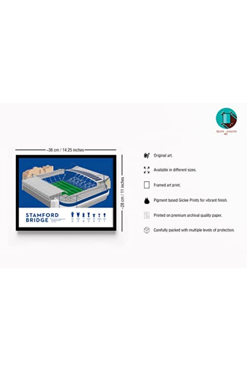 QUOTE - UNQUOTE ART Stamford Bridge - Chelsea FC Frame - Football Posters- 11x14 inches - Black Frame - Image 3
