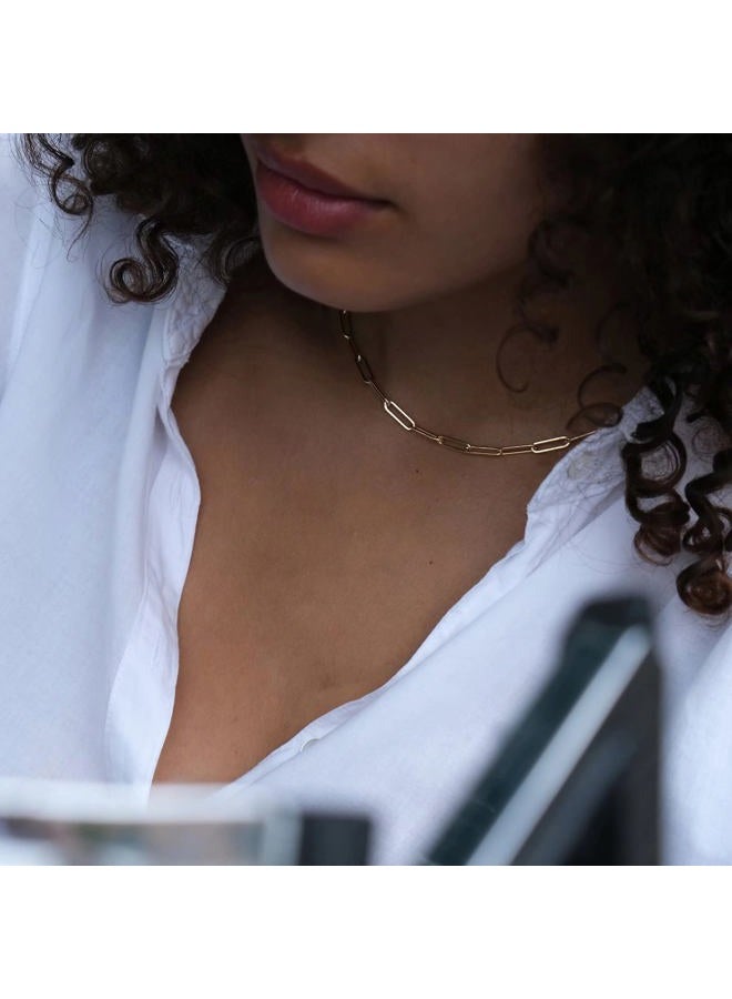 Yoosteel Initial Necklaces for Women Girls, 14K Gold Plated Dainty Layering Paperclip Link Chain Necklace Personalized D Initial Coin Necklaces for Women Girls Gold Jewelry, Metal, not known - Image 3