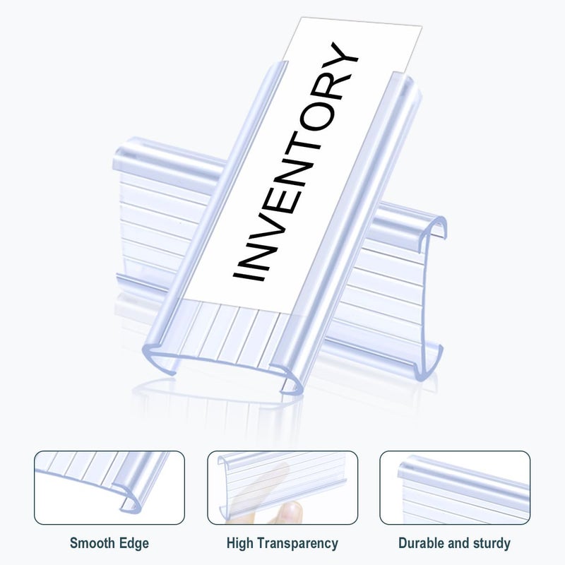 Lenink 100Pcs Wire Shelf Label Holders with 100Pcs Label Paper Inserts, Plastic Wire Rack Label Holder Compatible with Metro and Nexel 1-1/4in Shelves, Label Area 3in Lx1.25in H - Image 2