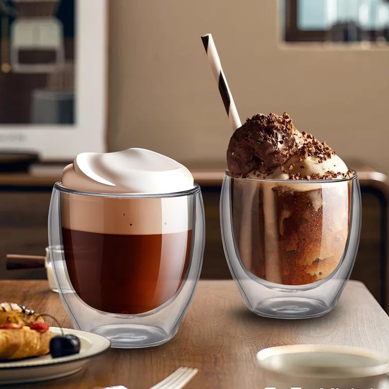 YMMIND Set of 4 Double Walled Glass Coffee Mugs 3 Ounces Insulated Layer Coffee Cups Borosilicate Glass Espresso Cup for Hot Beverage,Cappuccino,Tea,Latte,Wine,Microwave Safe - Image 5