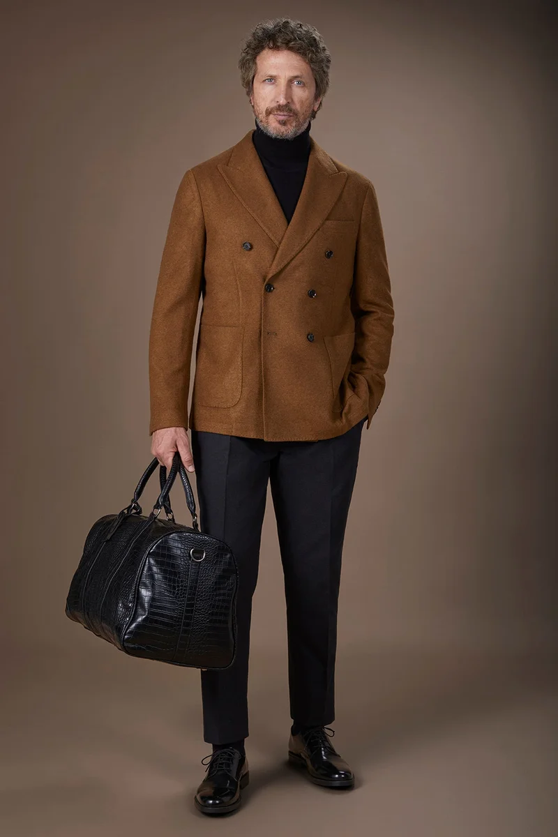 Men's double-breasted jacket - Camel