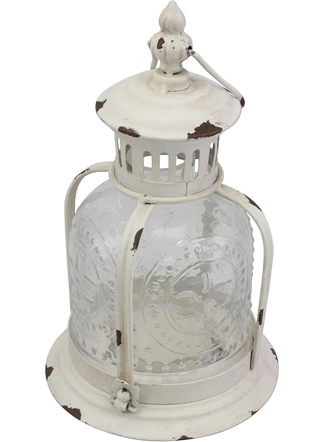 إيروريكس فانوس شموع معدني أبيض عتيق يمكن استخدامه كديكور لحفلات أعياد الميلاد أو كقطعة مركزية لحفل الزفاف الريفي أو لإنشاء أجواء سبا مريحة للاستخدام الداخلي أو الخارجي - Image 2