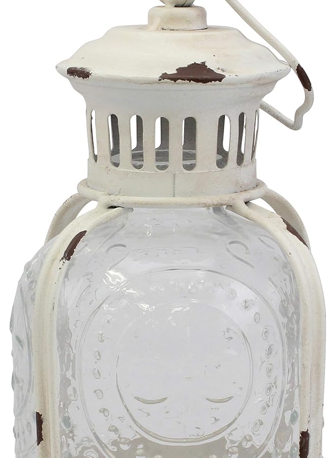 إيروريكس فانوس شموع معدني أبيض عتيق يمكن استخدامه كديكور لحفلات أعياد الميلاد أو كقطعة مركزية لحفل الزفاف الريفي أو لإنشاء أجواء سبا مريحة للاستخدام الداخلي أو الخارجي - Image 4