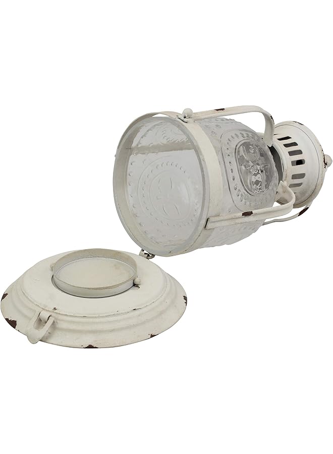 إيروريكس فانوس شموع معدني أبيض عتيق يمكن استخدامه كديكور لحفلات أعياد الميلاد أو كقطعة مركزية لحفل الزفاف الريفي أو لإنشاء أجواء سبا مريحة للاستخدام الداخلي أو الخارجي - Image 3