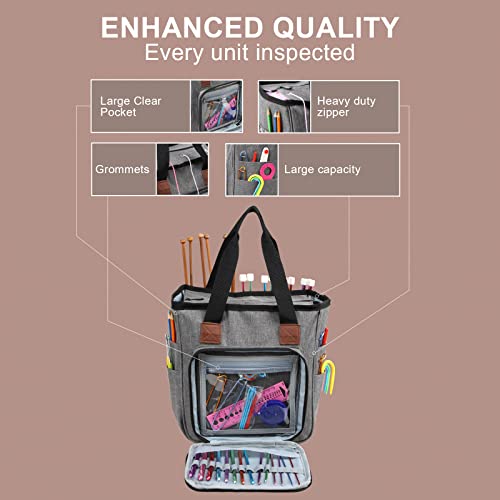 LOOEN Yarn Knitting Storage Tote-Large Capacity Crochet Organizer Portable Travel Bag With Shoulder Strap Crochet Hooks Case for Unfinished Bulk Project - Image 2