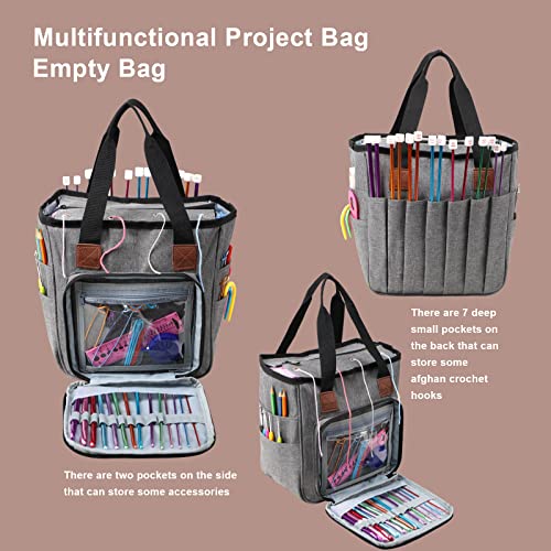 LOOEN Yarn Knitting Storage Tote-Large Capacity Crochet Organizer Portable Travel Bag With Shoulder Strap Crochet Hooks Case for Unfinished Bulk Project - Image 4
