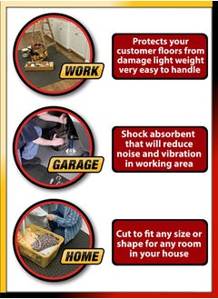 DBLEW 30 Square Feet Anti Fatigue Non Slip Grip Mat Gym Treadmill Spinning Bike Cross Trainer Yoga Workouts Garage Fitness Home Exercise Industrial Kitchen Floor Protection Kids Baby Toddlers Safety Rug  - Image 2