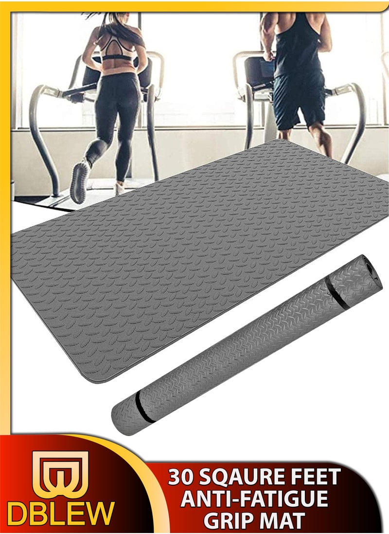 DBLEW 30 Square Feet Anti Fatigue Non Slip Grip Mat Gym Treadmill Spinning Bike Cross Trainer Yoga Workouts Garage Fitness Home Exercise Industrial Kitchen Floor Protection Kids Baby Toddlers Safety Rug  - Image 1