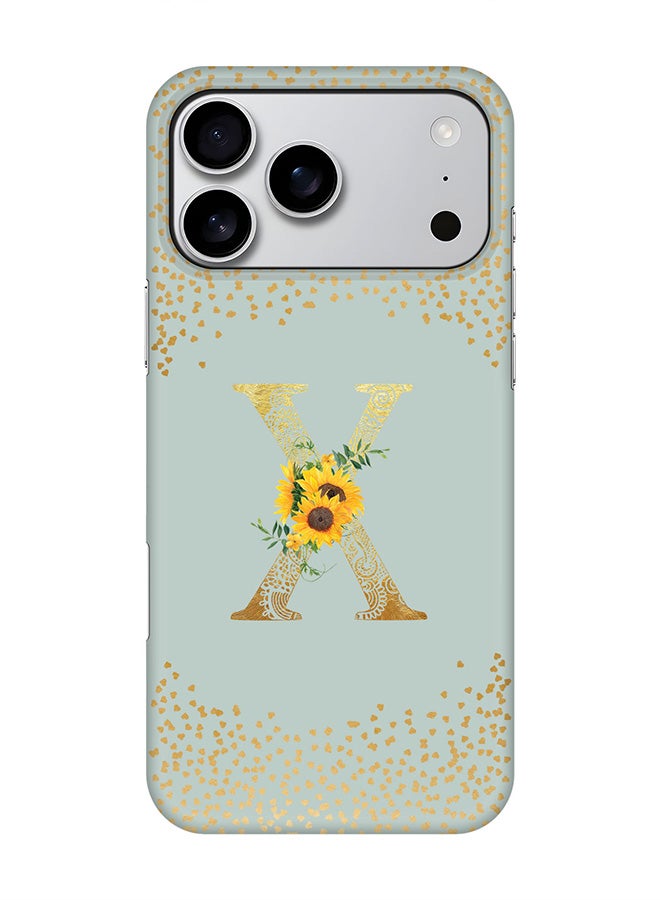 Stylizedd For iPhone 17 Pro Max,Case, [Compatible with MagSafe] Magnetic cover Slim fit Protection Matte, - Custom Floral Monogram - X  (Light Grey )