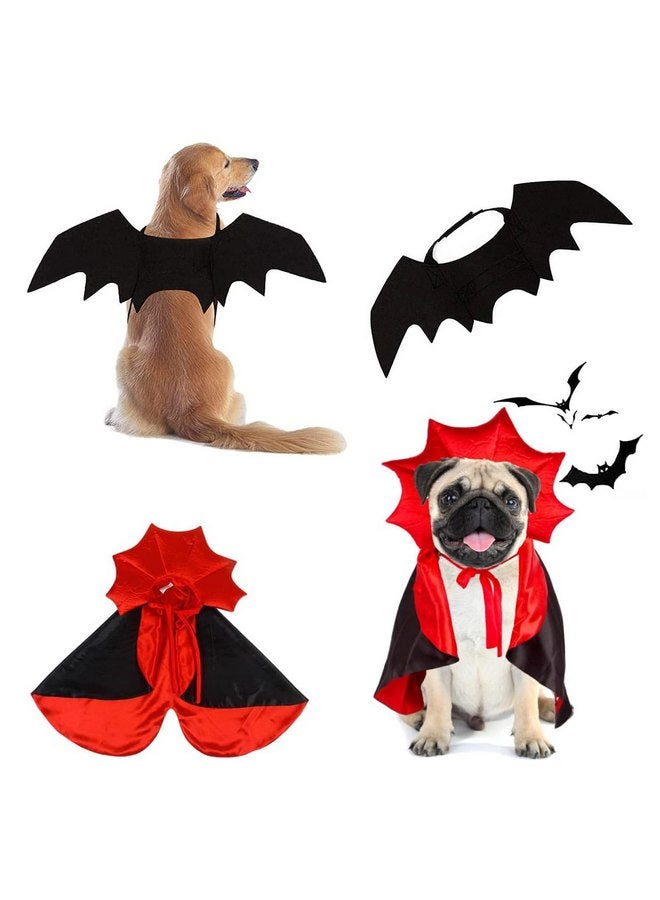 LKEX Halloween Large Dog Costume, Pet Bat Wings & Vampire Cloak, 2 Pack, Dog Funny Holiday Clothes for Bloody Zombie Cosplay Party - Image 1