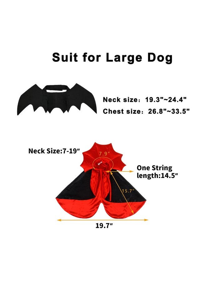 LKEX Halloween Large Dog Costume, Pet Bat Wings & Vampire Cloak, 2 Pack, Dog Funny Holiday Clothes for Bloody Zombie Cosplay Party - Image 3