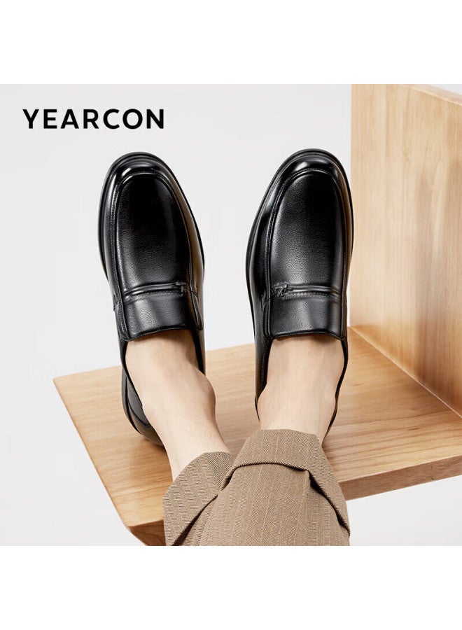 YEARCON Yierkang Men's Casual Thickened All-match Leather Shoes Cowhide Wrapped Feet Comfortable Soft Cotton Shoes 96108w Black Plus Velvet 39 - Image 3